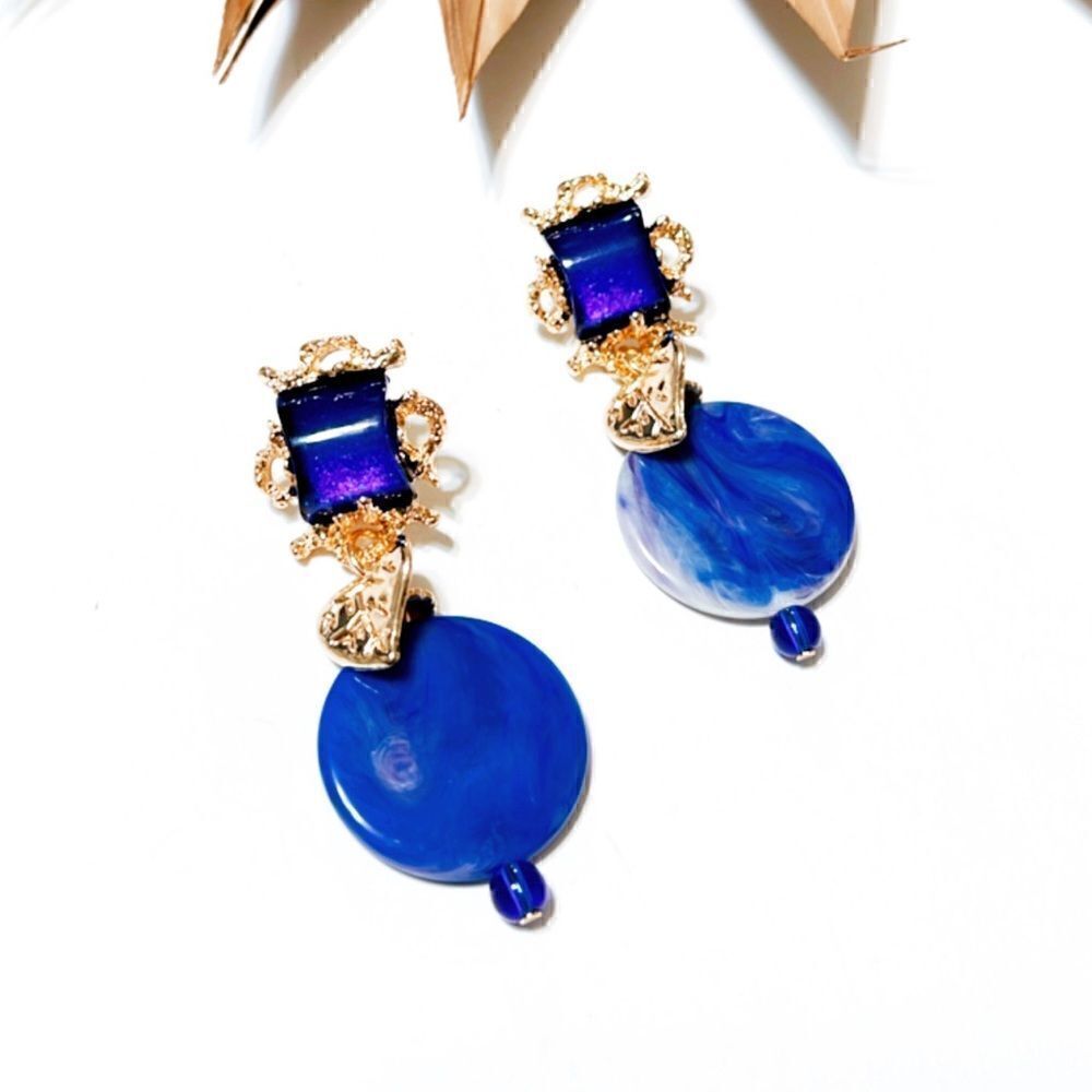Italian vintage blue earrings #1144